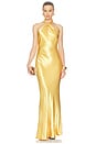 view 1 of 3 Saphara Halter Gown in Dark Gold