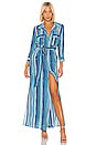 view 1 of 3 Cameron Long Shirt Dress in Blue Multi Stripe