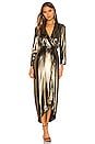 view 1 of 4 Reliah Long Sleeve Wrap Dress in Gold & Black