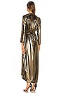 view 3 of 4 Reliah Long Sleeve Wrap Dress in Gold & Black
