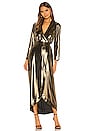 view 4 of 4 Reliah Long Sleeve Wrap Dress in Gold & Black