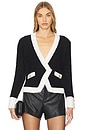 view 1 of 4 Georgia Contrast Trim Cardigan Blazer in Black & White