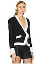 view 2 of 4 Georgia Contrast Trim Cardigan Blazer in Black & White