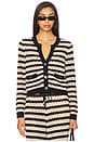 view 1 of 5 Orla Knit Cardi in Black & Natural Stripe