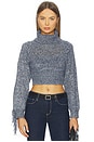 view 2 of 5 Maddison Fringe Turtleneck Sweater in Denim Blue