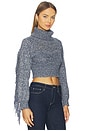 view 3 of 5 Maddison Fringe Turtleneck Sweater in Denim Blue