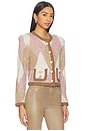 view 2 of 5 Siobhan Fuzzy Argyle Cardi in Natural & Mauve Multi Argyle