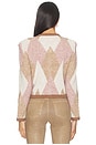 view 3 of 5 Siobhan Fuzzy Argyle Cardi in Natural & Mauve Multi Argyle