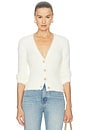 view 1 of 4 Agathe Fuzzy Collared Cardigan in Ivory