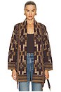 view 1 of 4 Jair Jacquard Cardigan in Dark Java & Burgundy Multi