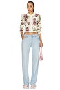 view 4 of 4 Osiris Jacquard Collared Cardigan in Ecru & Romantic Rose