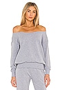 view 1 of 4 Luxe Lounge Kimora Off Shoulder Sweatshirt in Heather Grey