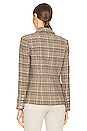 view 4 of 5 Kenzie Double Brested Blazer in Tan Teal Multi Twill Plaid