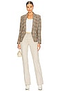 view 5 of 5 Kenzie Double Brested Blazer in Tan Teal Multi Twill Plaid