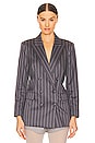 view 1 of 4 Aimee Relaxed Blazer in Charcoal Grey Pinstripe