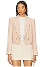 view 1 of 4 Lila Boxy Blazer in Ecru, Pink, & Gold Houndstooth