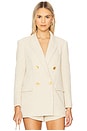view 1 of 5 Riva Knit Double Breasted Blazer in White, Ivory, & Gold
