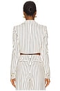 view 3 of 5 Izzie Cropped Blazer in Vintage White & Black Pinstripe