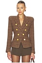 view 1 of 5 Bethany Structured Blazer in Dark Brown Multi Houndstooth