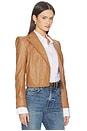 view 2 of 4 Dulcie Leather Whipstitch Blazer in Soft Cognac