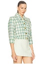 view 2 of 5 Jia Crop 3/4 Sleeve Jacket in Dusty Jade Multi Houndstooth