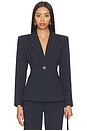 view 1 of 6 Therese Cinched Waist Blazer in Midnight & Ivory Pinstripe