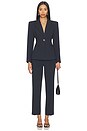 view 5 of 6 Therese Cinched Waist Blazer in Midnight & Ivory Pinstripe