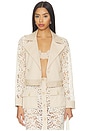 view 2 of 6 Novelle Lace Sleeve Trench in Biscuit & Ecru