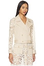 view 3 of 6 Novelle Lace Sleeve Trench in Biscuit & Ecru