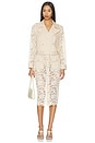 view 5 of 6 Novelle Lace Sleeve Trench in Biscuit & Ecru