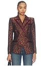 view 1 of 6 Kyomi Blazer in Tan Multi Java Leopard & Merlot Red