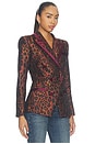 view 4 of 6 Kyomi Blazer in Tan Multi Java Leopard & Merlot Red