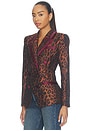 view 5 of 6 Kyomi Blazer in Tan Multi Java Leopard & Merlot Red
