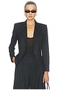 view 1 of 6 Misa Short Single Button Blazer in Black & Grey Pinstripe