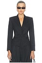 view 2 of 6 Misa Short Single Button Blazer in Black & Grey Pinstripe