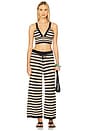 view 5 of 6 PANTALON EN MAILLE GAELLE in Black & Natural Stripe