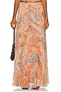 view 1 of 6 Torin Pleated Maxi Skirt in Orange & Light Blue Traditional Paisley