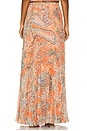 view 4 of 6 Torin Pleated Maxi Skirt in Orange & Light Blue Traditional Paisley
