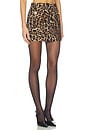 view 2 of 6 Cyra Low Rise Mini Skirt in Brown Multi Patch Leopard