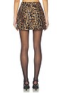 view 4 of 6 Cyra Low Rise Mini Skirt in Brown Multi Patch Leopard