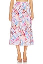 view 1 of 6 Seina Midi Skirt in Light Pink Multi Small Postcard Print