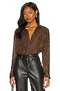 view 1 of 4 Nina Long Sleeve Blouse in Brown Croc