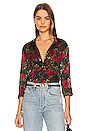 view 1 of 4 Dani Blouse in Black & Red Rose