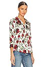 view 2 of 4 Dani Blouse in Ivory & Red Rose Stem