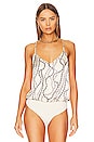 view 2 of 5 Mariela Racer Bodysuit in Vintage White & Grey Link Signature Chain