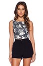 view 1 of 3 Open Back Crop Top in Linen Palm & Midnight