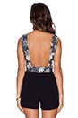 view 3 of 3 Open Back Crop Top in Linen Palm & Midnight