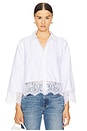 view 1 of 4 Levo Lace Trim Cropped Shirt in White