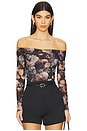view 1 of 5 Peonie Off Shoulder Bodysuit in Black Multi Vintage Oil Flower