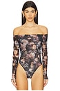 view 2 of 5 Peonie Off Shoulder Bodysuit in Black Multi Vintage Oil Flower